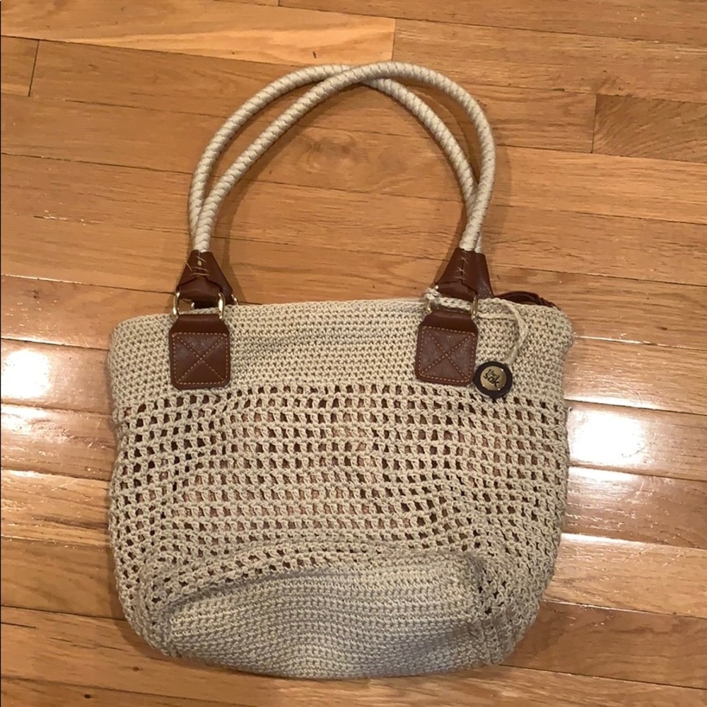 Cream and gold woven lesportsac